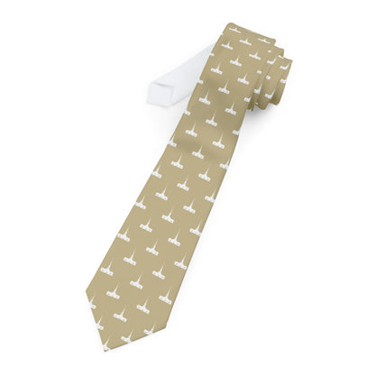 Abidjan Ivory Coast Temple Patterned Neck Tie for Elders (Sand)