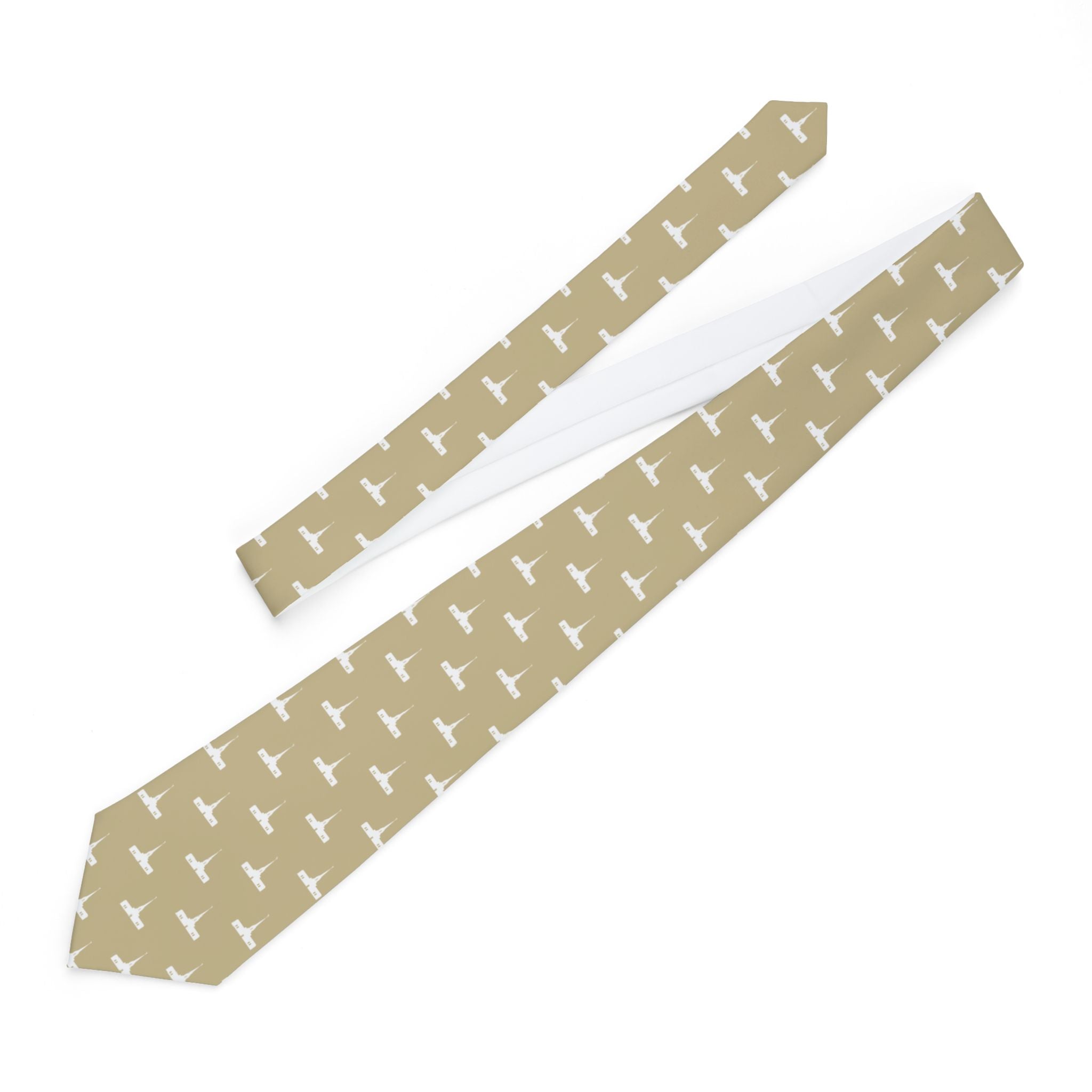 Abidjan Ivory Coast Temple Patterned Neck Tie for Elders (Sand)