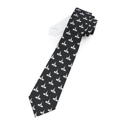 Accra Ghana Temple Patterned Neck Tie for Elders (Black) - Mission Wishlist - LDS Missionary Gift Store