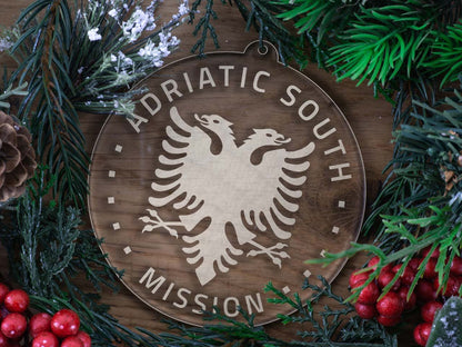 Adriatic South Mission (Tirana) Christmas Ornament - Latter-Day Saint LDS Missionary Gift - Book of Mormon