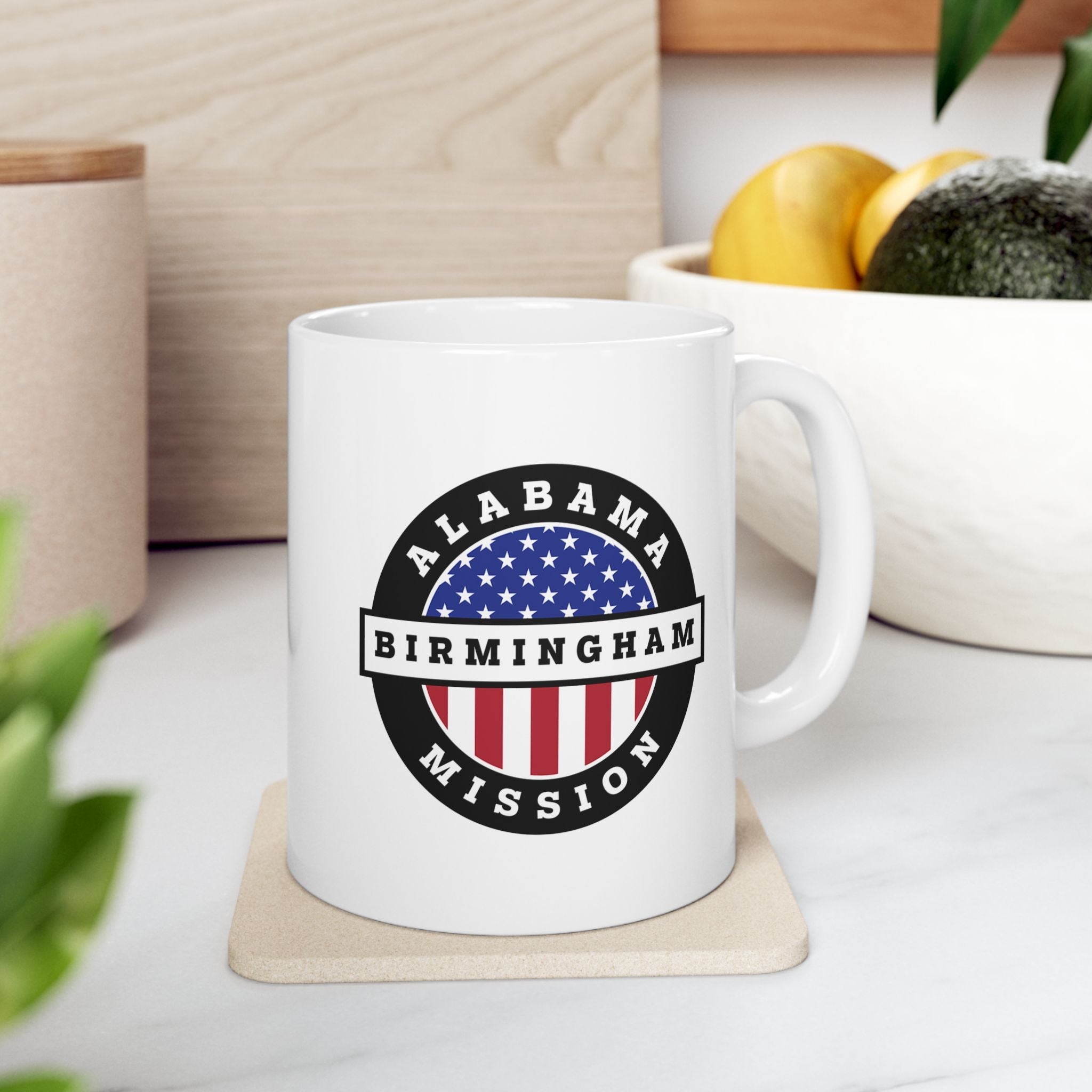 Alabama Birmingham Mission Circular Flag White Ceramic Mug - Latter-Day Saint LDS Missionary Gift - Book of Mormon