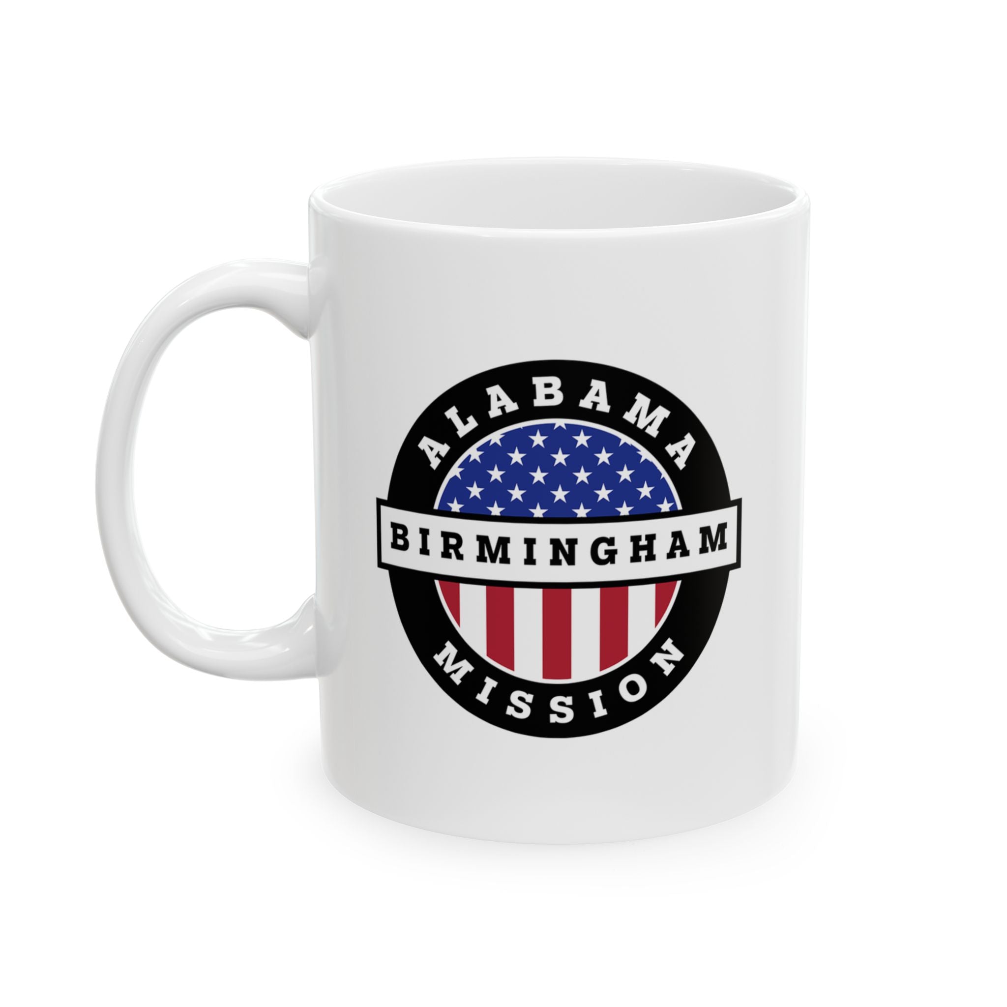 Alabama Birmingham Mission Circular Flag White Ceramic Mug - Latter-Day Saint LDS Missionary Gift - Book of Mormon