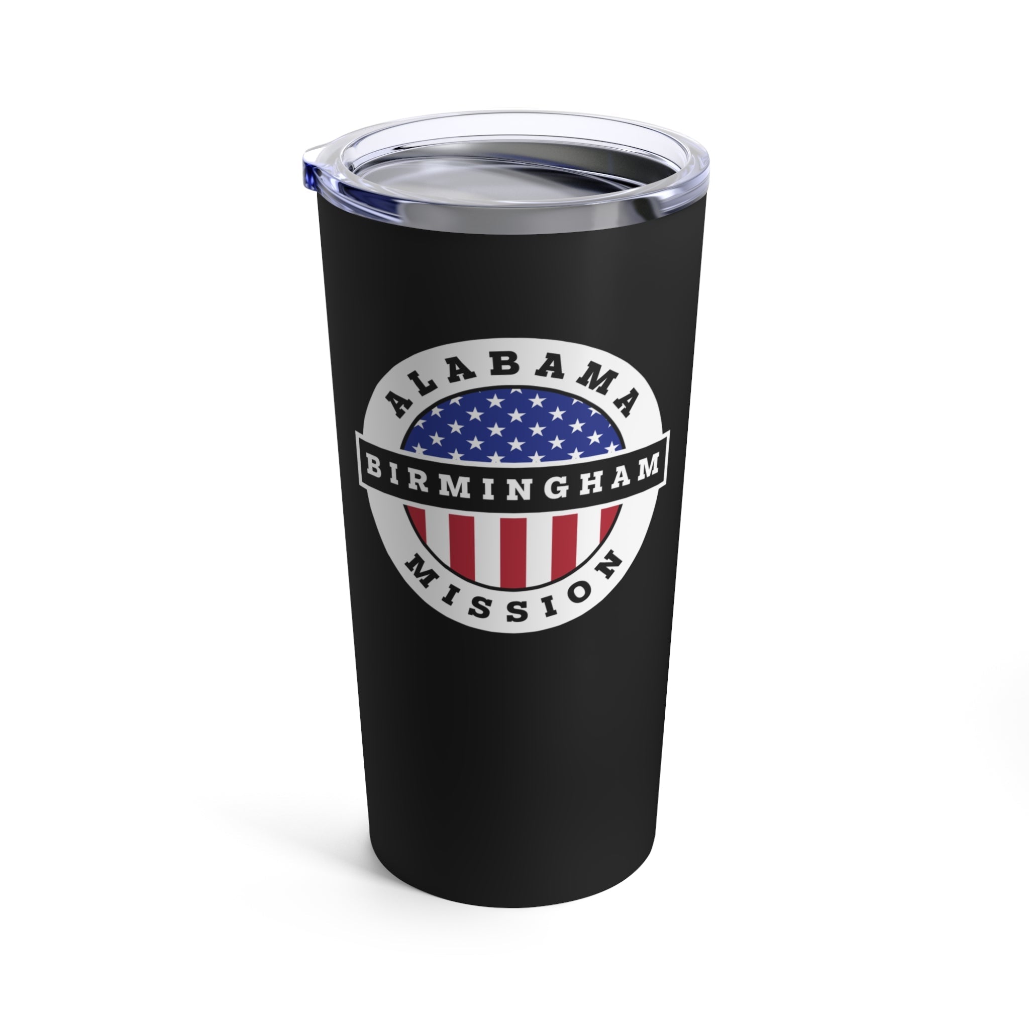 Alabama Birmingham Mission Circular USA Flag Logo Tumbler 20oz Black - Latter-Day Saint LDS Missionary Gift - Book of Mormon