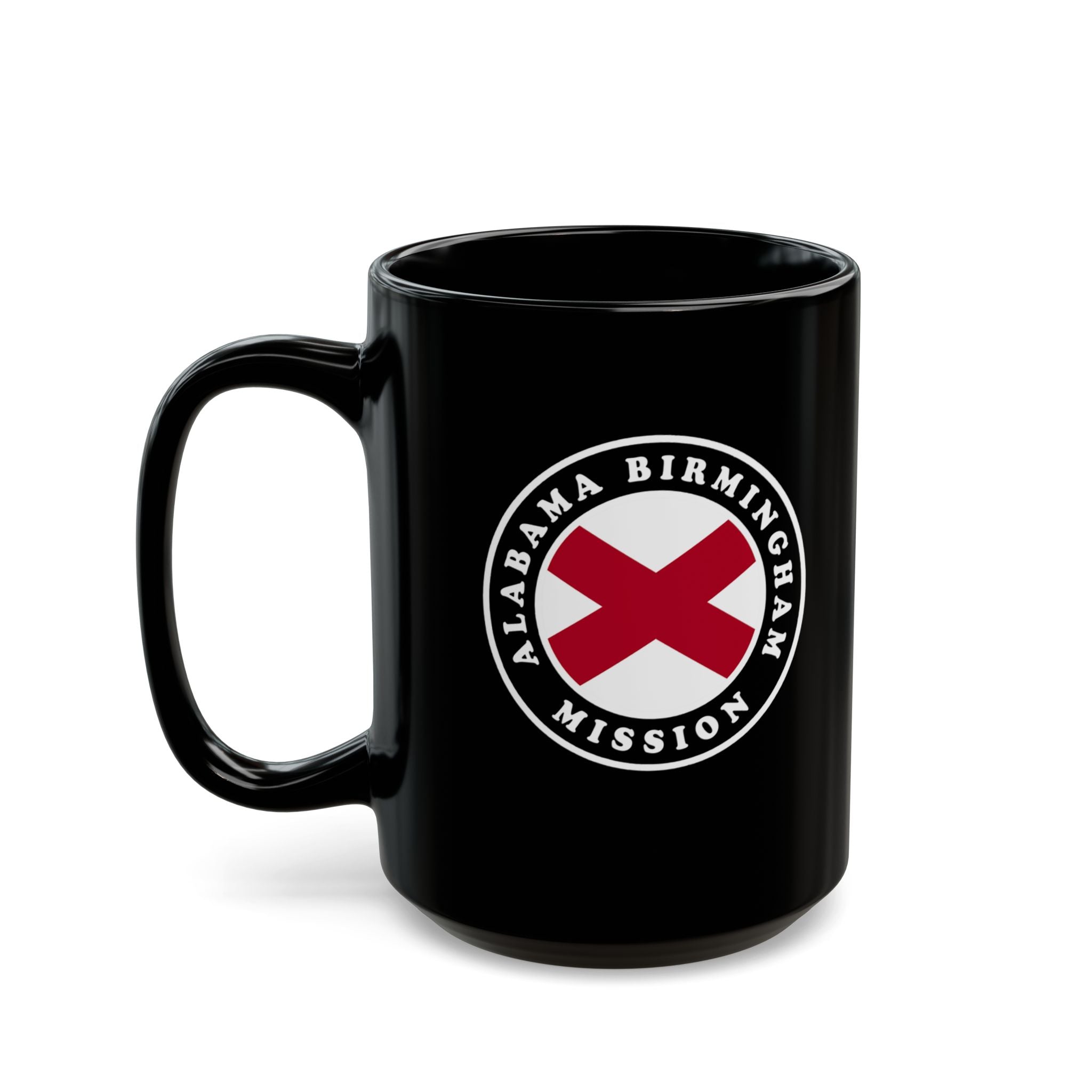 Alabama Birmingham Mission State Flag Logo Ceramic Mug Black Name - Latter-Day Saint LDS Missionary Gift - Book of Mormon