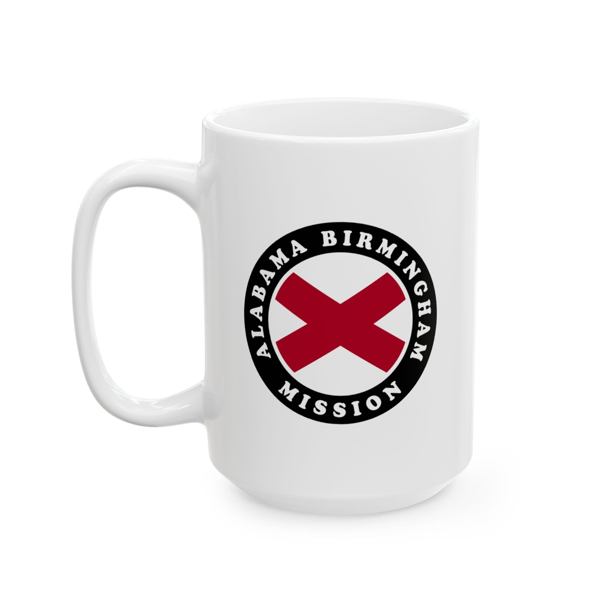 Alabama Birmingham Mission State Flag Logo Ceramic Mug White Name - Latter-Day Saint LDS Missionary Gift - Book of Mormon