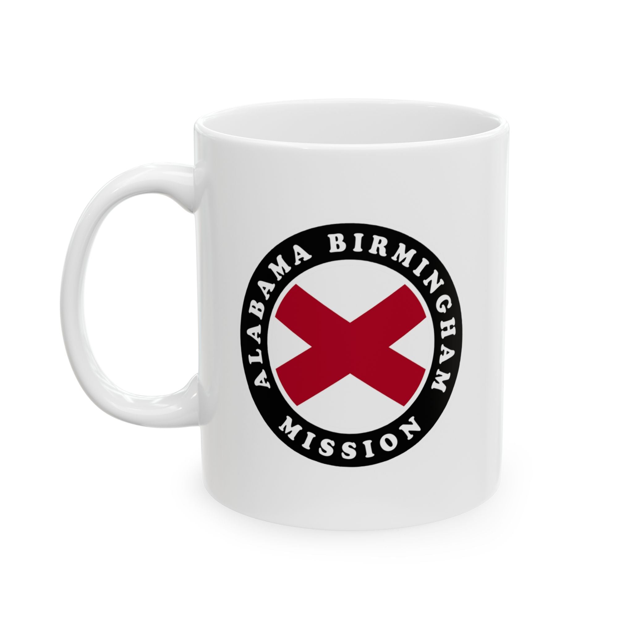 Alabama Birmingham Mission State Flag Logo Ceramic Mug White Name - Latter-Day Saint LDS Missionary Gift - Book of Mormon