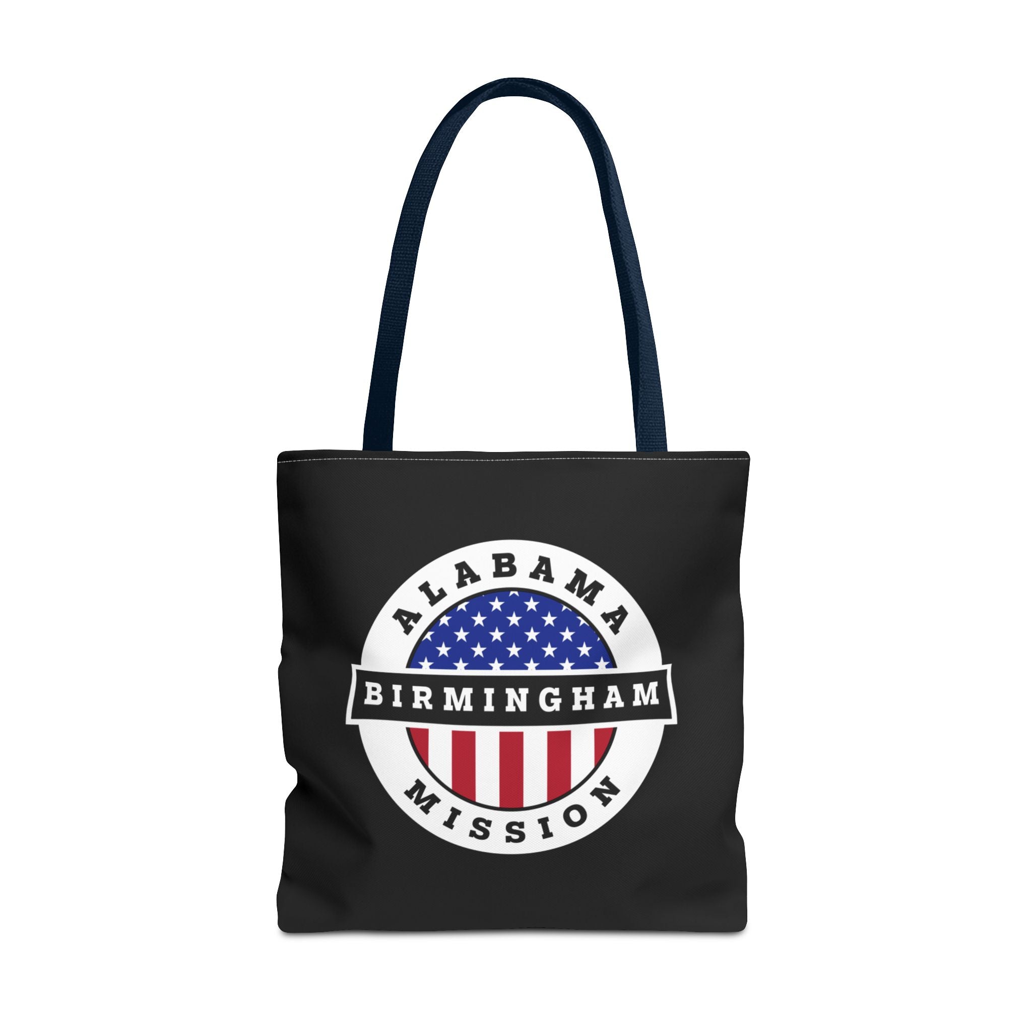 Alabama Birmingham Mission USA Flag Logo Tote Bag Black - Latter-Day Saint LDS Missionary Gift - Book of Mormon
