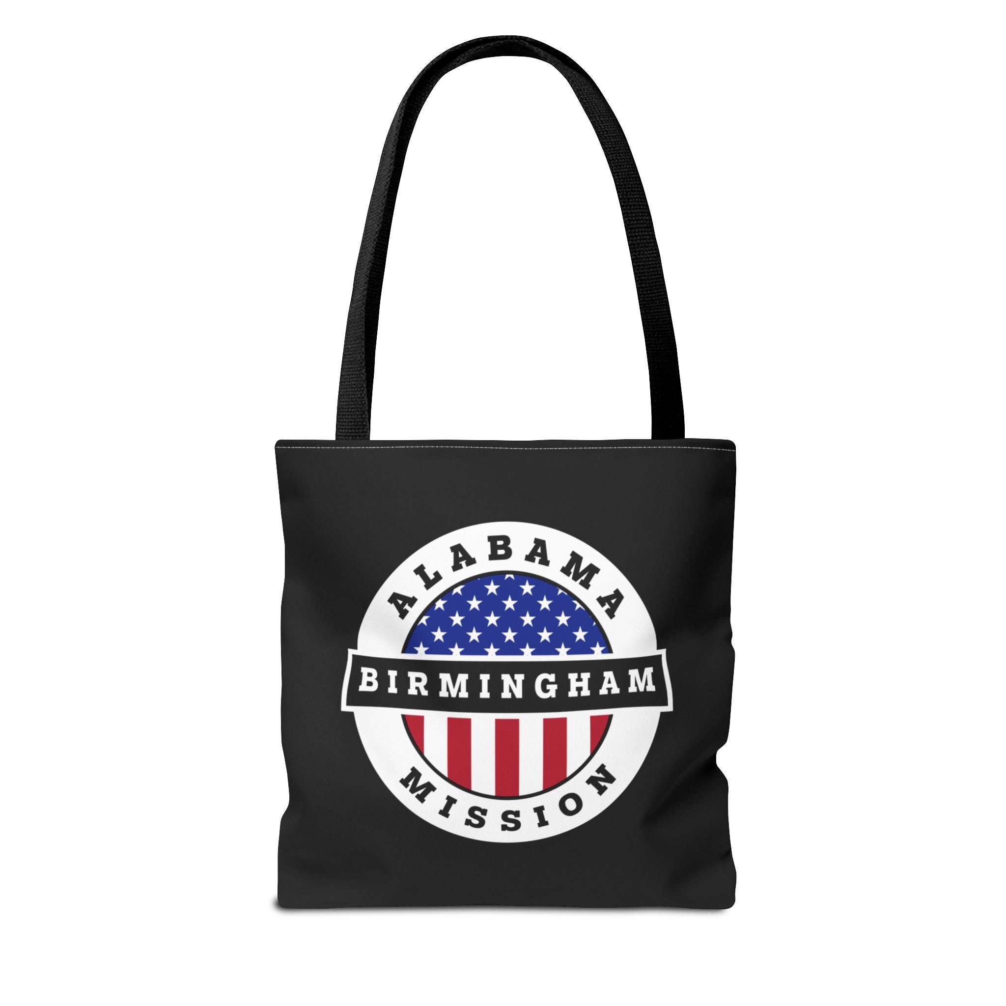 Alabama Birmingham Mission USA Flag Logo Tote Bag Black - Latter-Day Saint LDS Missionary Gift - Book of Mormon