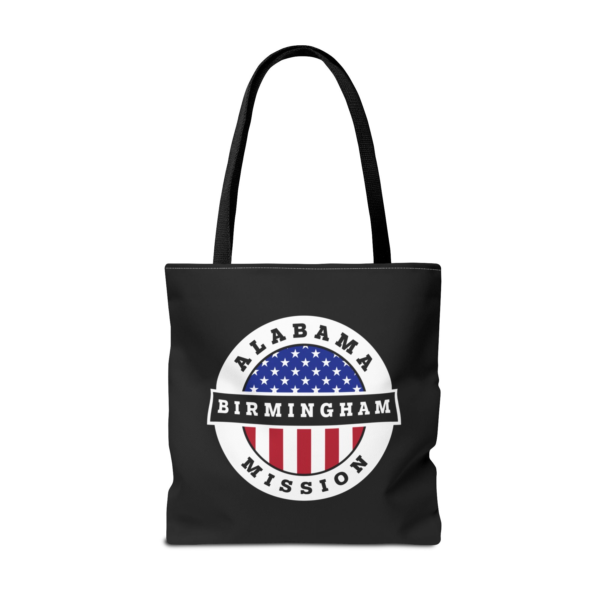 Alabama Birmingham Mission USA Flag Logo Tote Bag Black - Latter-Day Saint LDS Missionary Gift - Book of Mormon