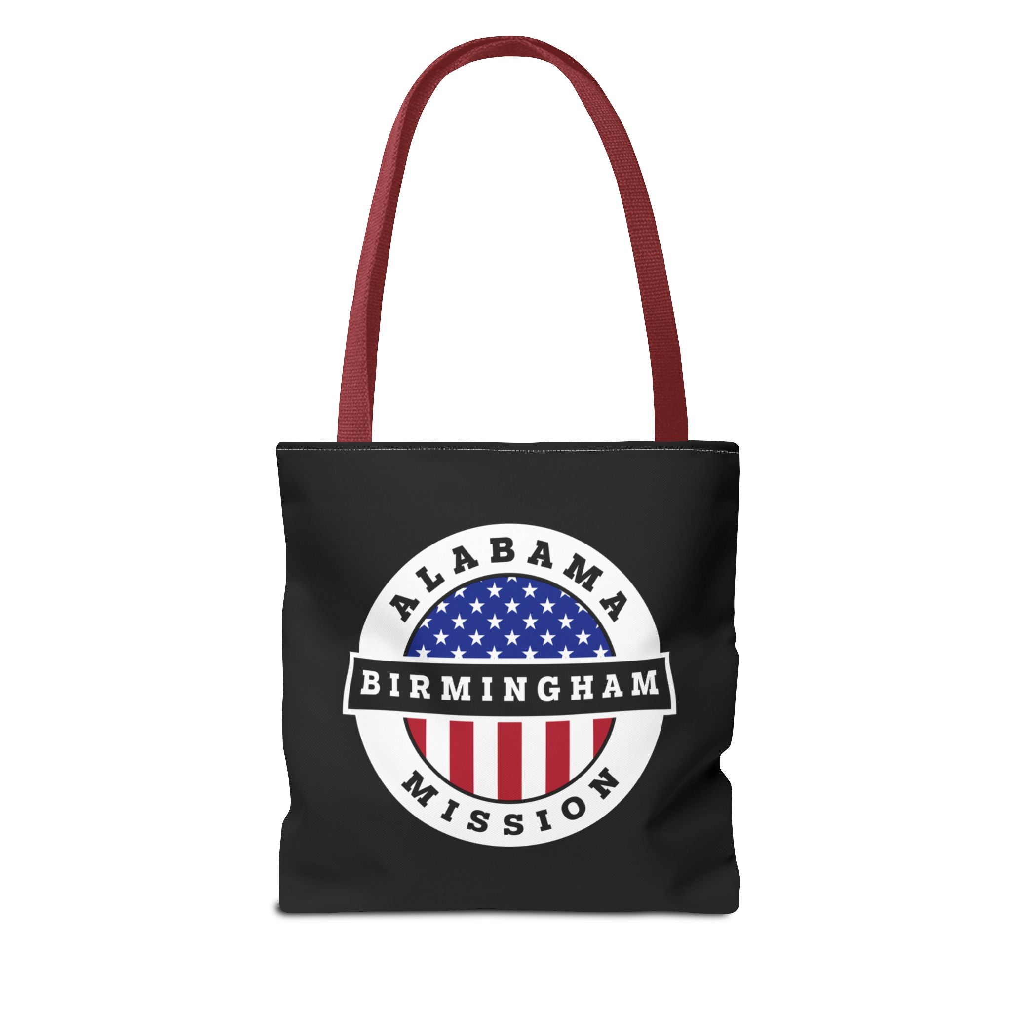 Alabama Birmingham Mission USA Flag Logo Tote Bag Black - Latter-Day Saint LDS Missionary Gift - Book of Mormon
