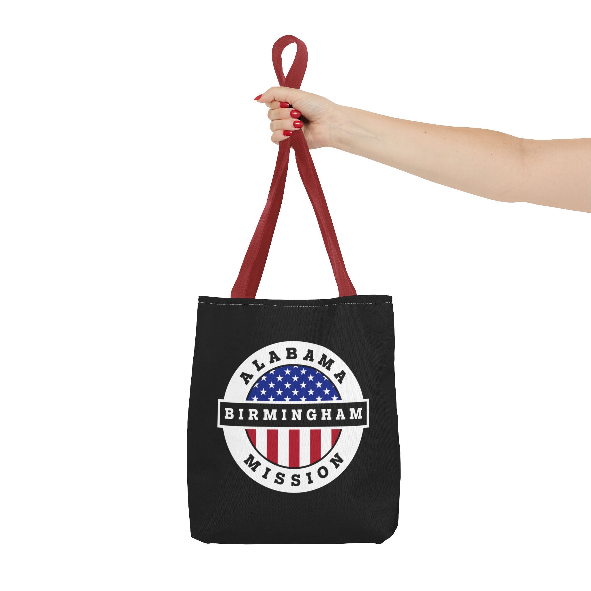 Alabama Birmingham Mission USA Flag Logo Tote Bag Black - Latter-Day Saint LDS Missionary Gift - Book of Mormon