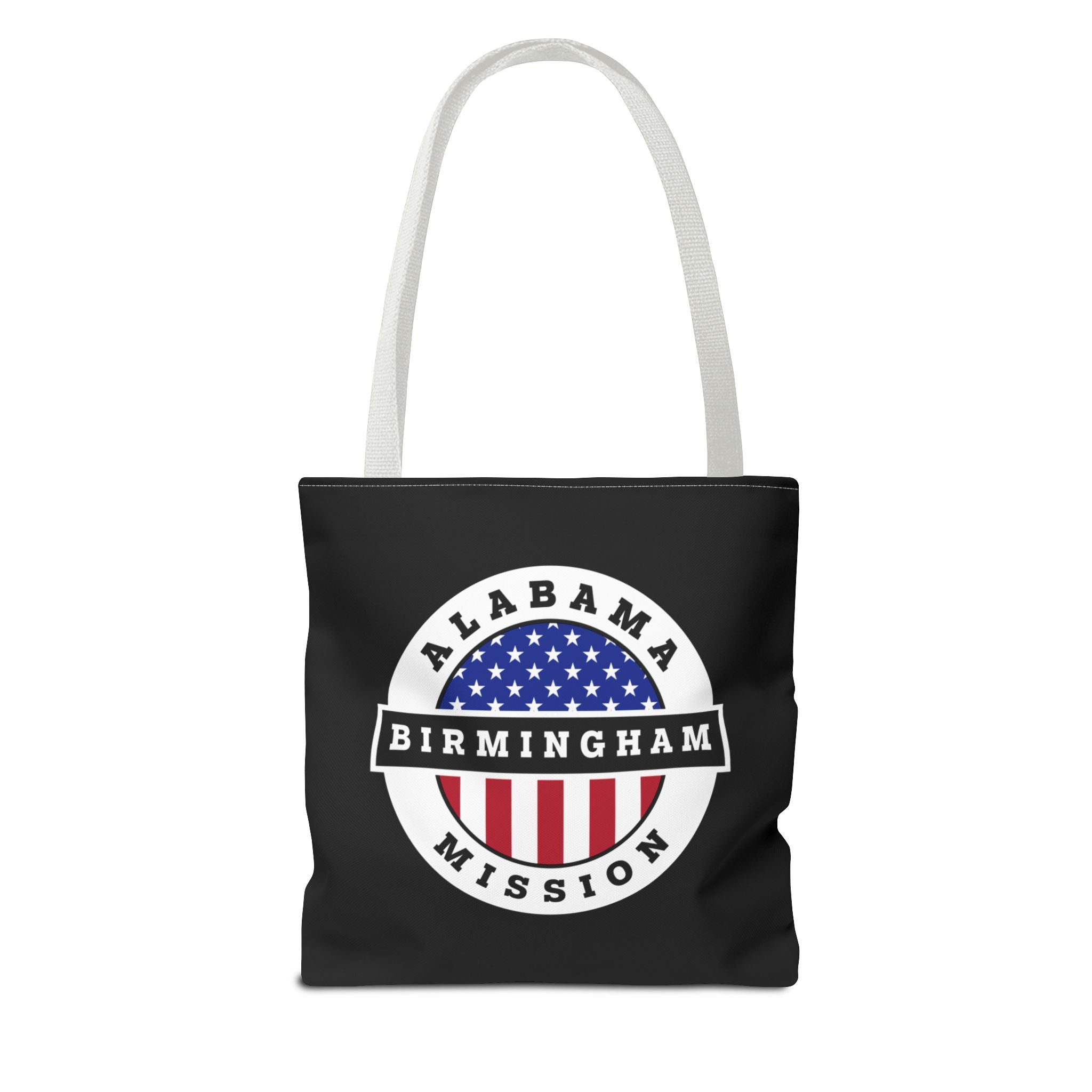 Alabama Birmingham Mission USA Flag Logo Tote Bag Black - Latter-Day Saint LDS Missionary Gift - Book of Mormon