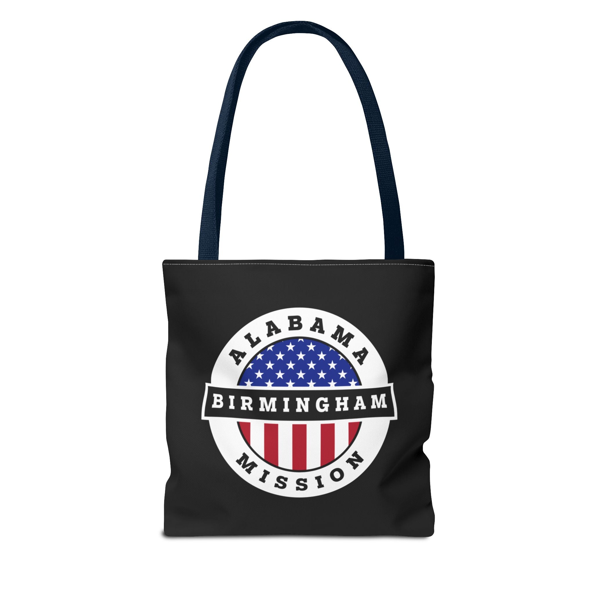 Alabama Birmingham Mission USA Flag Logo Tote Bag Black - Latter-Day Saint LDS Missionary Gift - Book of Mormon