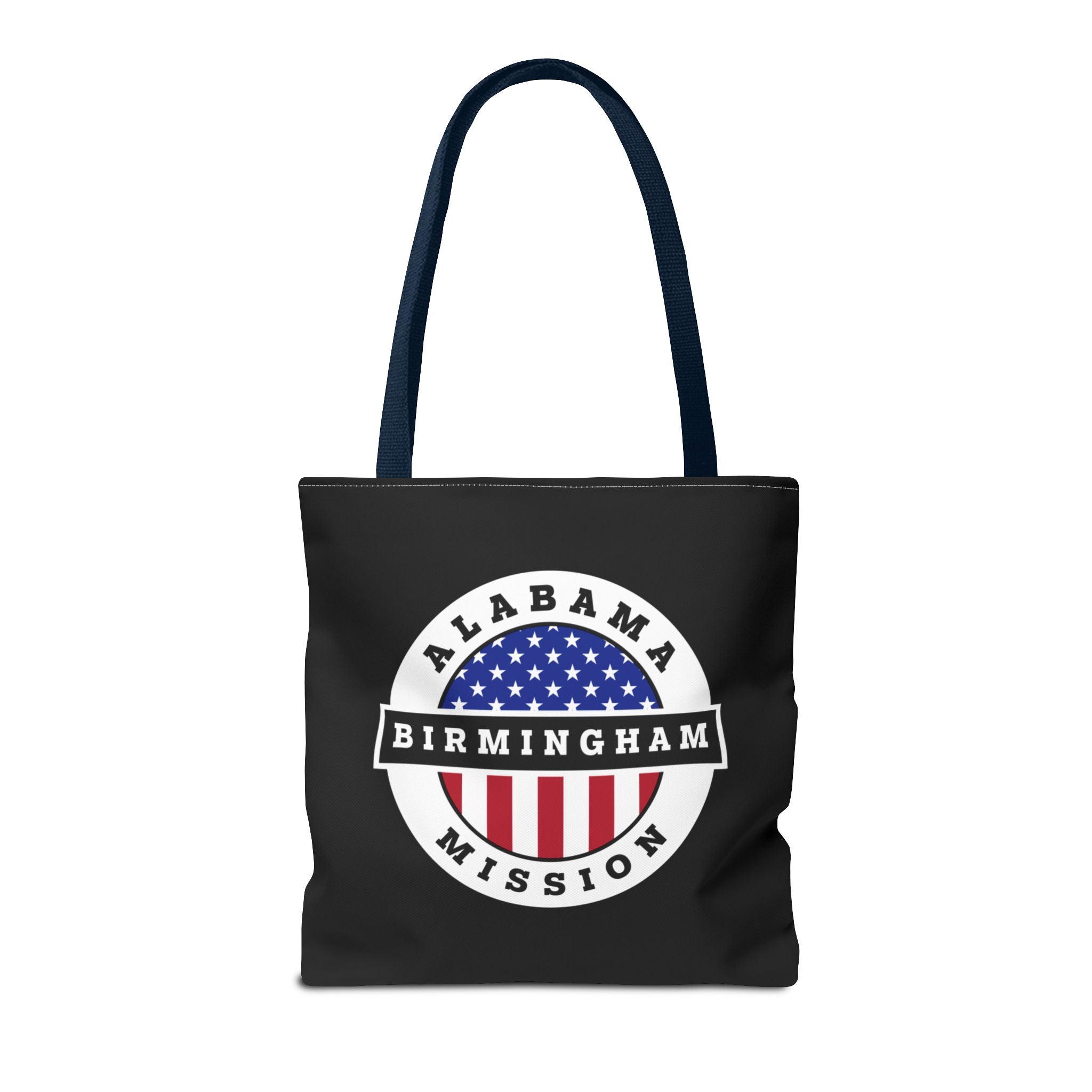 Alabama Birmingham Mission USA Flag Logo Tote Bag Black - Latter-Day Saint LDS Missionary Gift - Book of Mormon