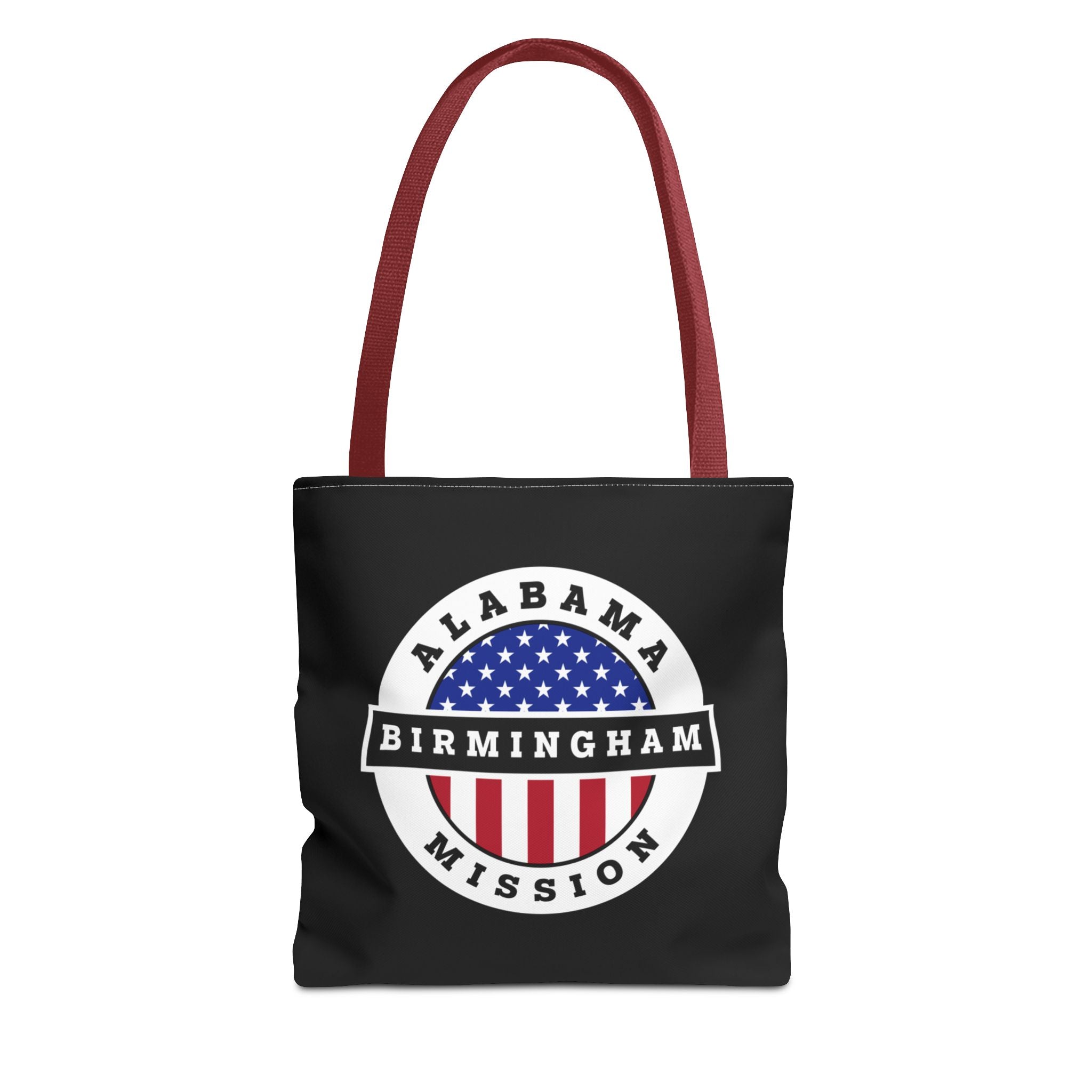 Alabama Birmingham Mission USA Flag Logo Tote Bag Black - Latter-Day Saint LDS Missionary Gift - Book of Mormon