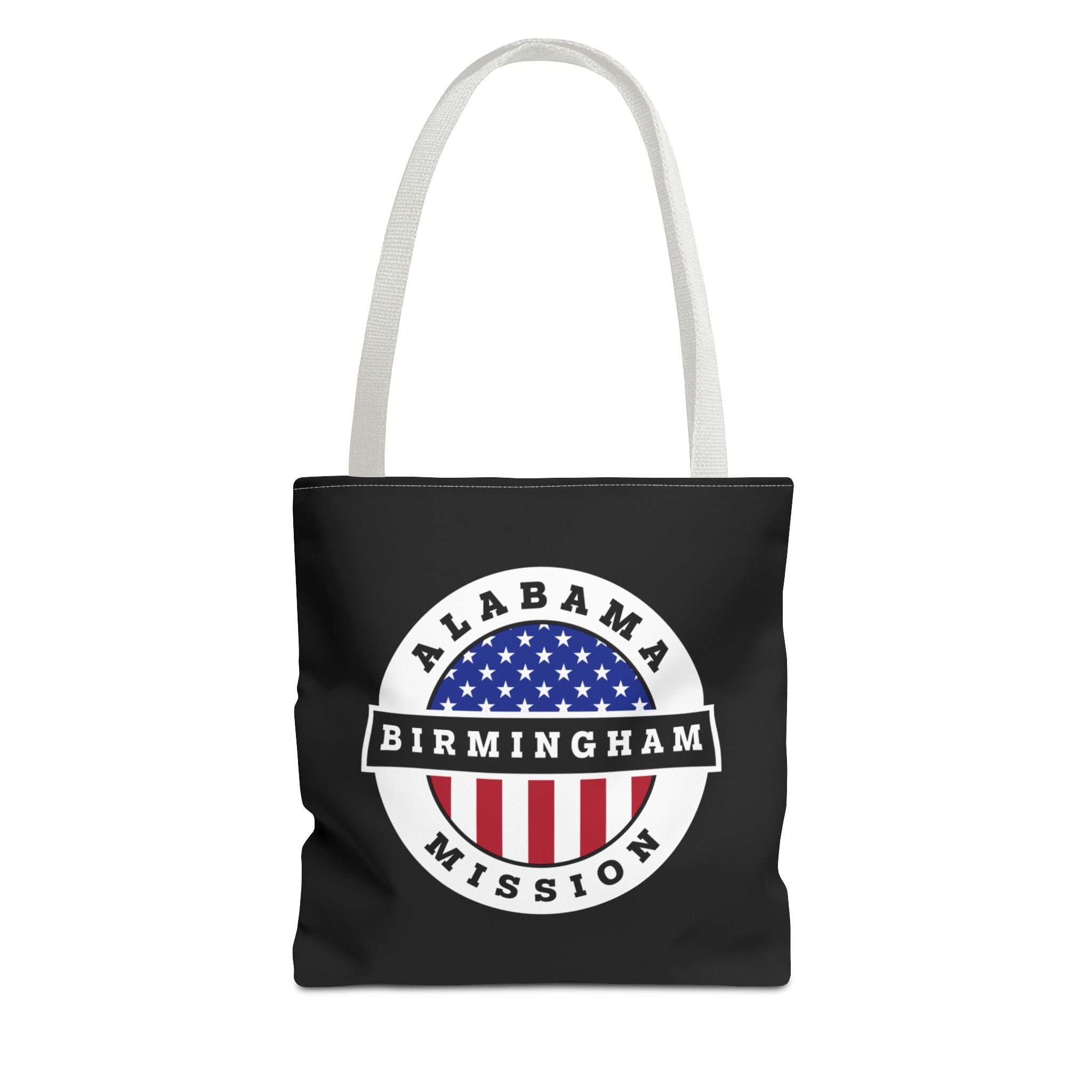 Alabama Birmingham Mission USA Flag Logo Tote Bag Black - Latter-Day Saint LDS Missionary Gift - Book of Mormon