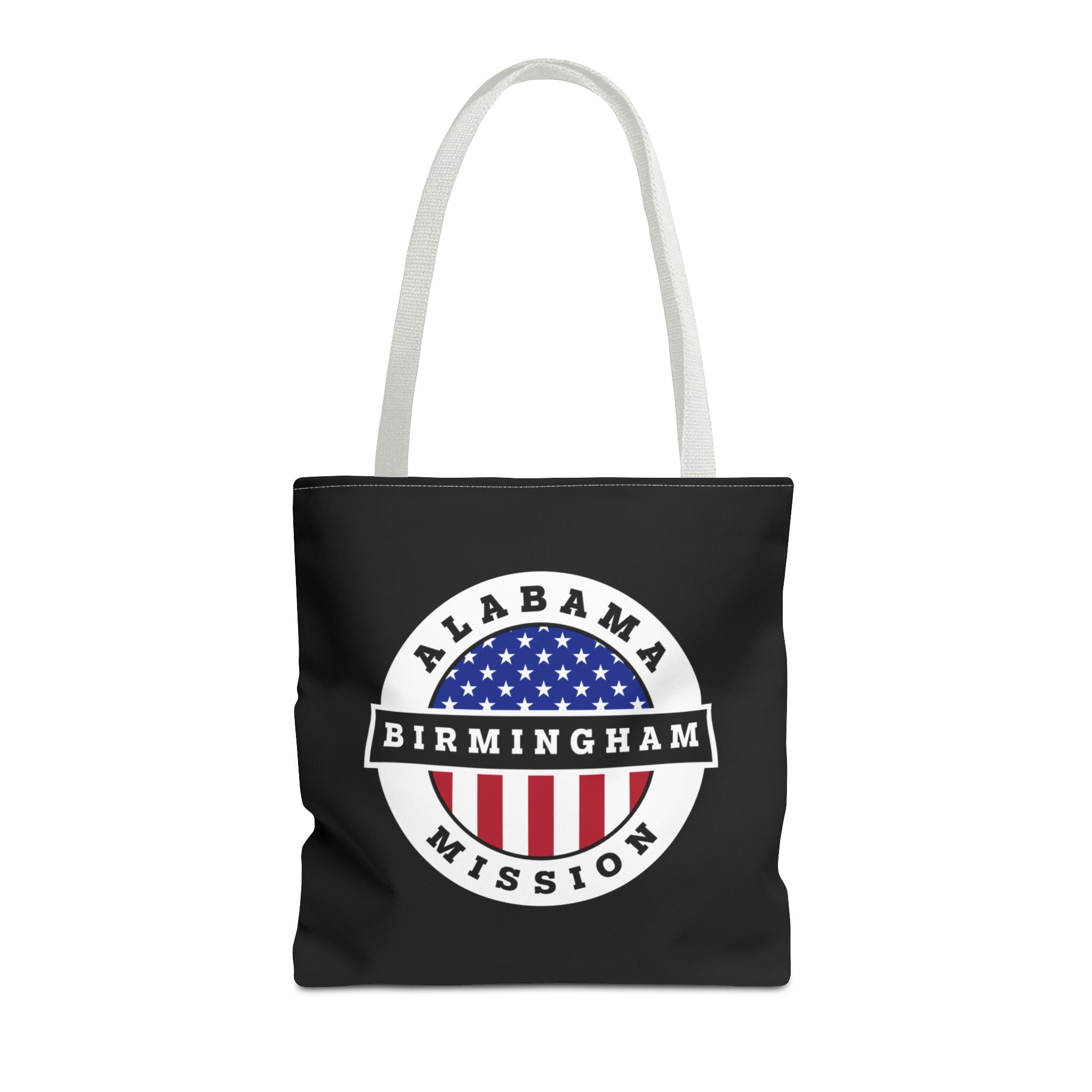 Alabama Birmingham Mission USA Flag Logo Tote Bag Black - Latter-Day Saint LDS Missionary Gift - Book of Mormon