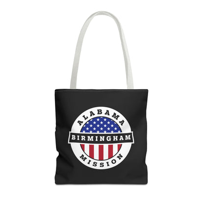 Alabama Birmingham Mission USA Flag Logo Tote Bag Black - Latter-Day Saint LDS Missionary Gift - Book of Mormon