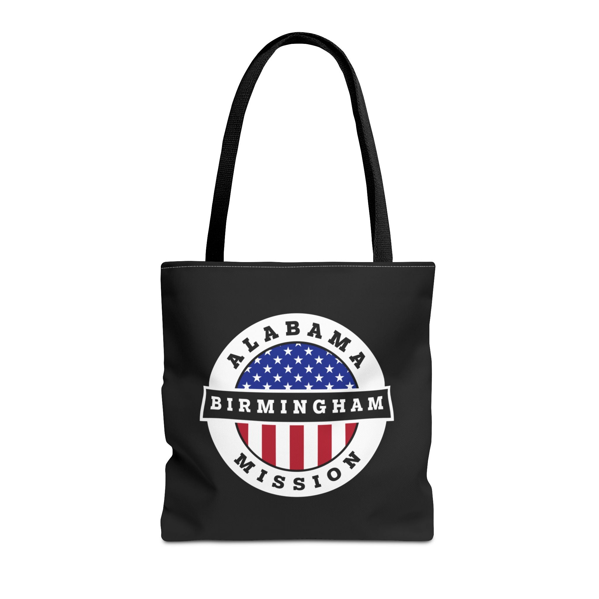 Alabama Birmingham Mission USA Flag Logo Tote Bag Black - Latter-Day Saint LDS Missionary Gift - Book of Mormon