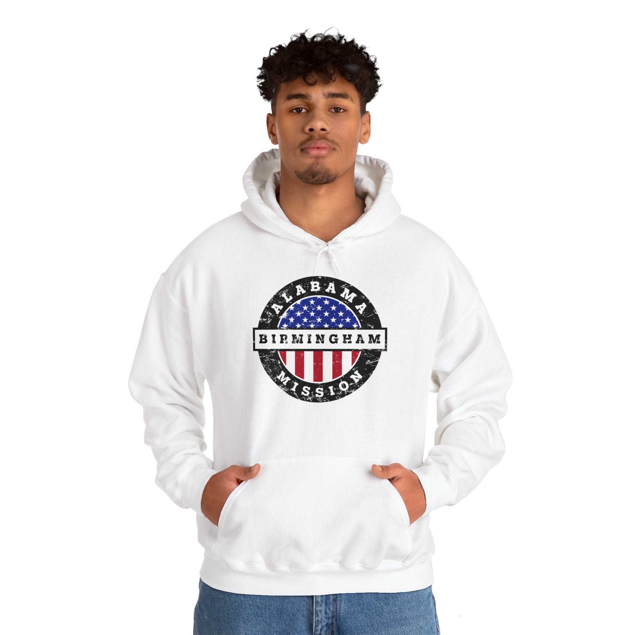 Alabama Birmingham Mission Vintage Circular USA Flag Hoodie - Latter-Day Saint LDS Missionary Gift - Book of Mormon
