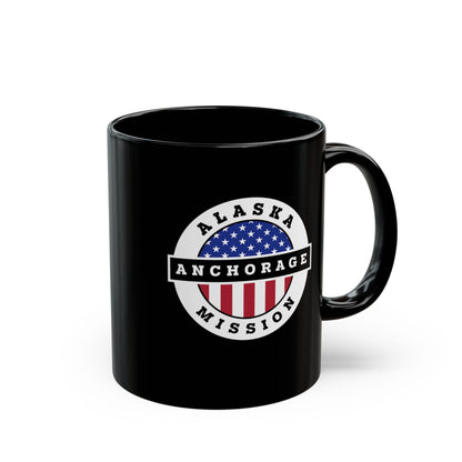 Alaska Anchorage Mission Circular Flag Black Ceramic Mug - Latter-Day Saint LDS Missionary Gift - Book of Mormon