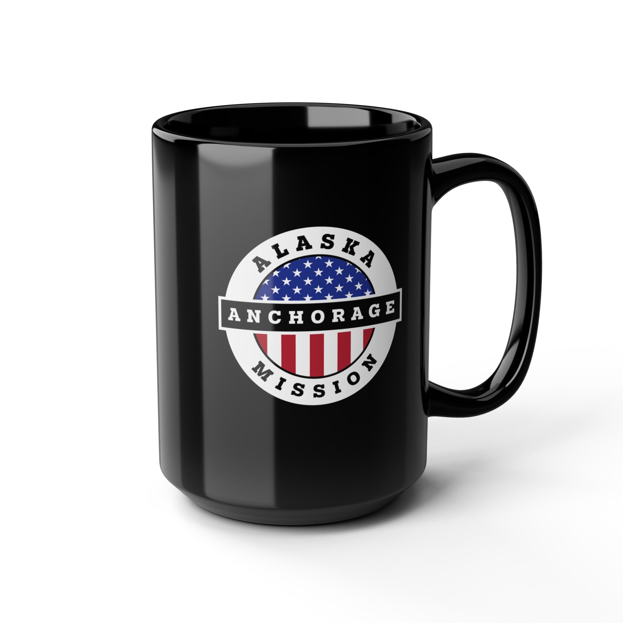 Alaska Anchorage Mission Circular Flag Black Ceramic Mug - Latter-Day Saint LDS Missionary Gift - Book of Mormon