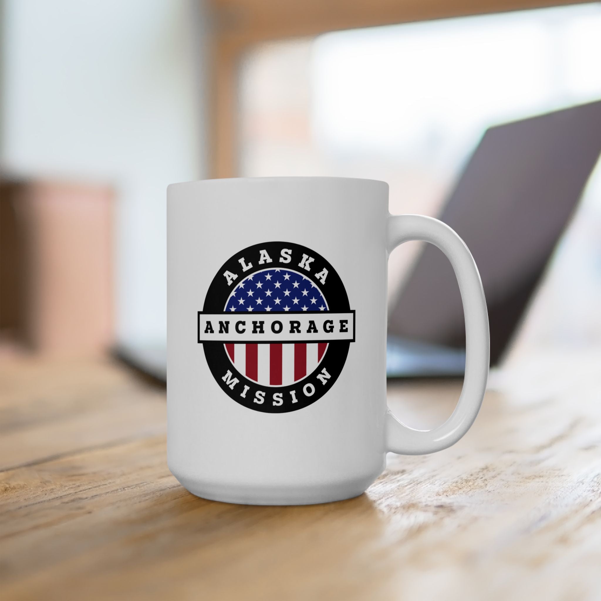 Alaska Anchorage Mission Circular Flag White Ceramic Mug - Latter-Day Saint LDS Missionary Gift - Book of Mormon