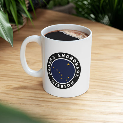 Alaska Anchorage Mission State Flag Logo Ceramic Mug White Name - Latter-Day Saint LDS Missionary Gift - Book of Mormon