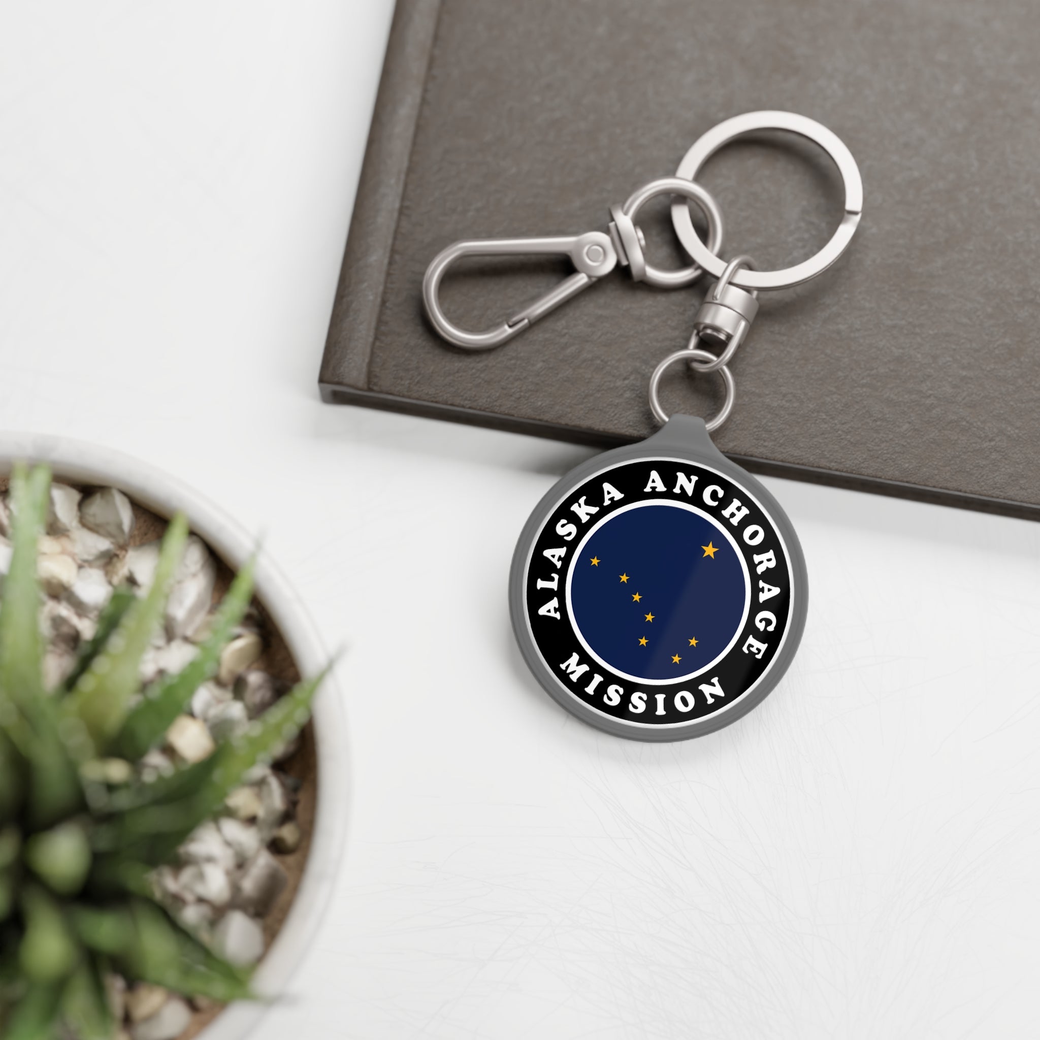 Alaska Anchorage Mission State Flag Logo Key Tag - Latter-Day Saint LDS Missionary Gift - Book of Mormon