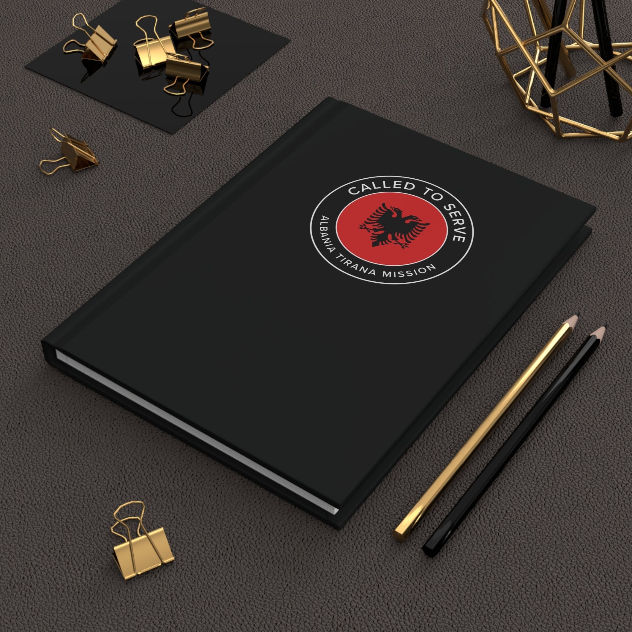 Albania Tirana Mission Circle Flag Called to Serve Black Hardcover Journal Matte - Latter-Day Saint LDS Missionary Gift - Book of Mormon