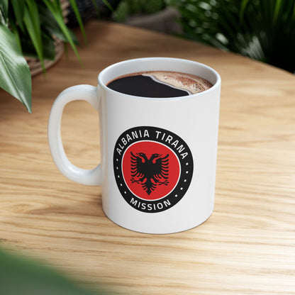 Albania Tirana Mission Circular Flag White Ceramic Mug - Latter-Day Saint LDS Missionary Gift - Book of Mormon