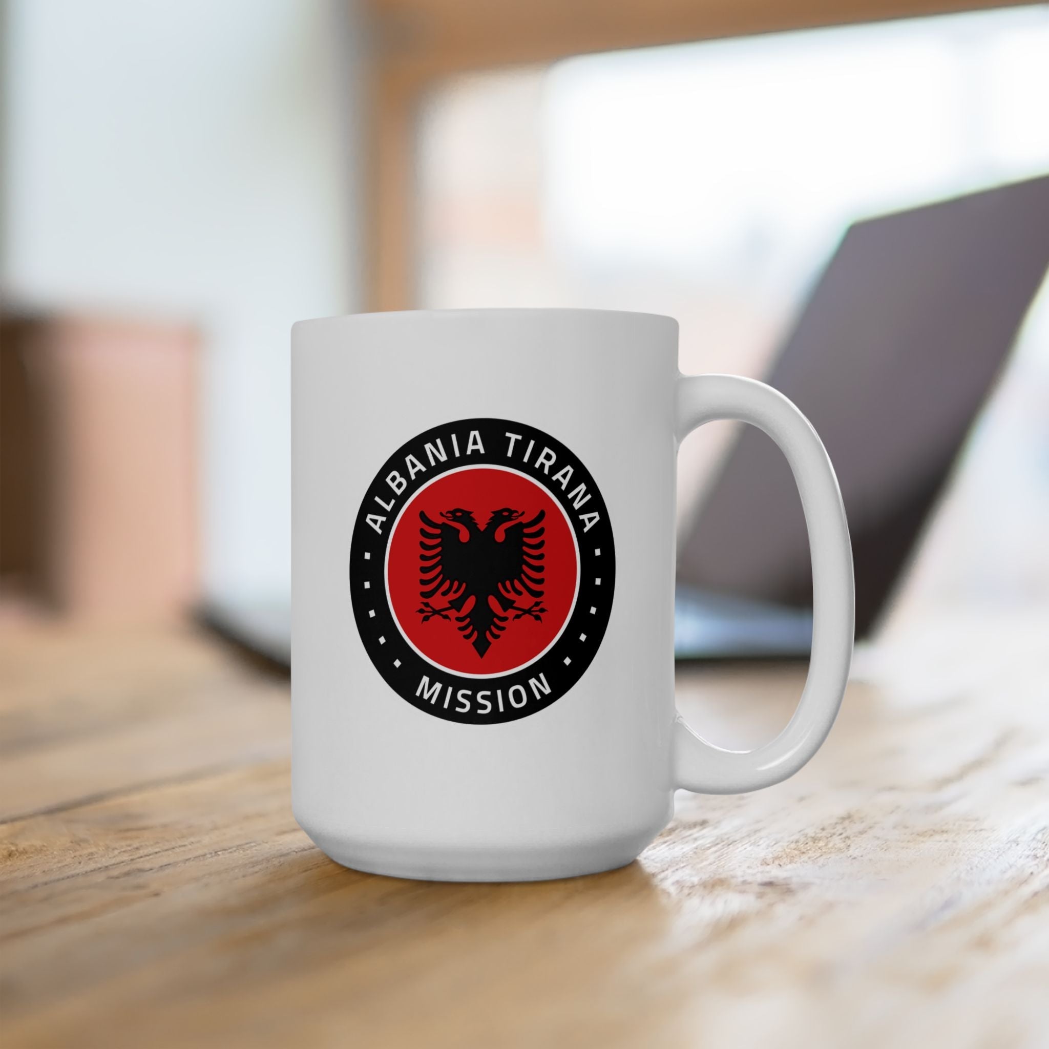 Albania Tirana Mission Circular Flag White Ceramic Mug - Latter-Day Saint LDS Missionary Gift - Book of Mormon