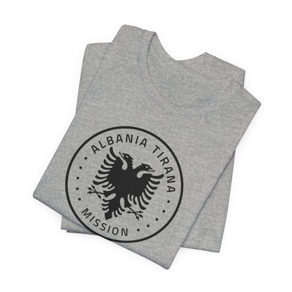 Albania Tirana Mission Circular Monochrome Logo T-Shirt - Latter-Day Saint LDS Missionary Gift - Book of Mormon