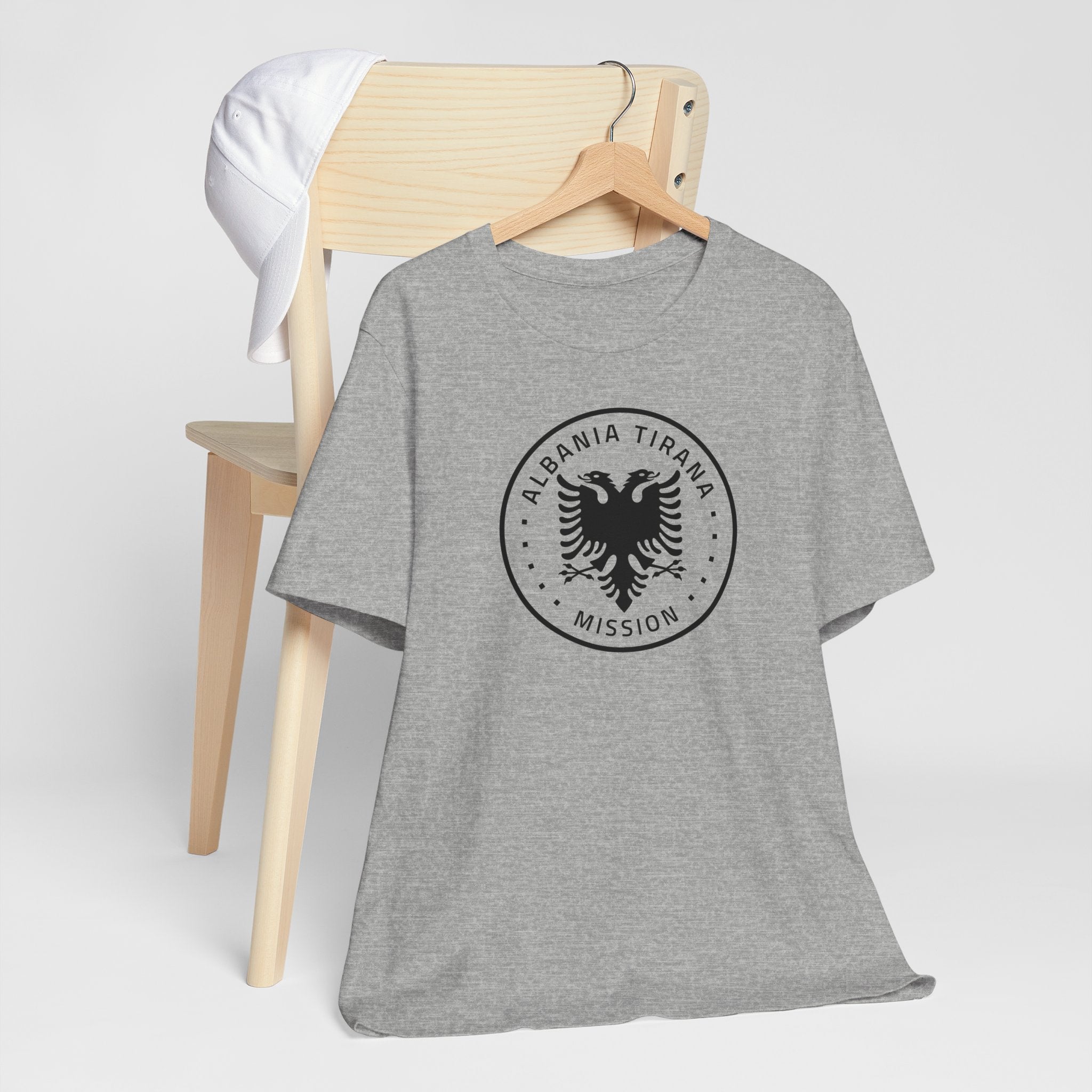 Albania Tirana Mission Circular Monochrome Logo T-Shirt - Latter-Day Saint LDS Missionary Gift - Book of Mormon