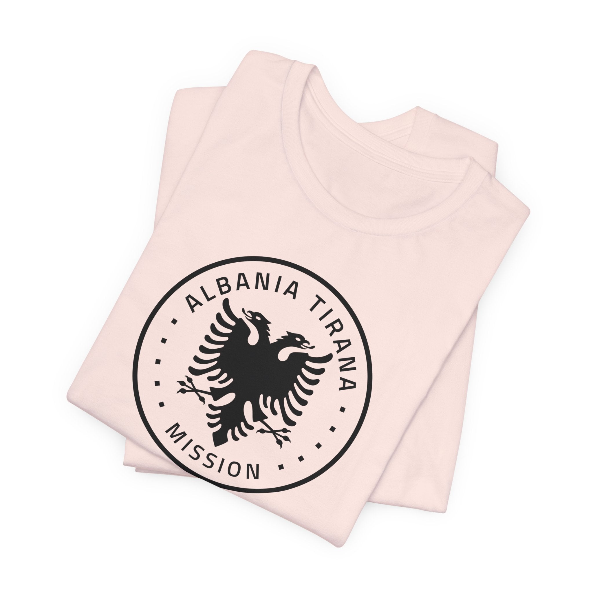 Albania Tirana Mission Circular Monochrome Logo T-Shirt - Latter-Day Saint LDS Missionary Gift - Book of Mormon