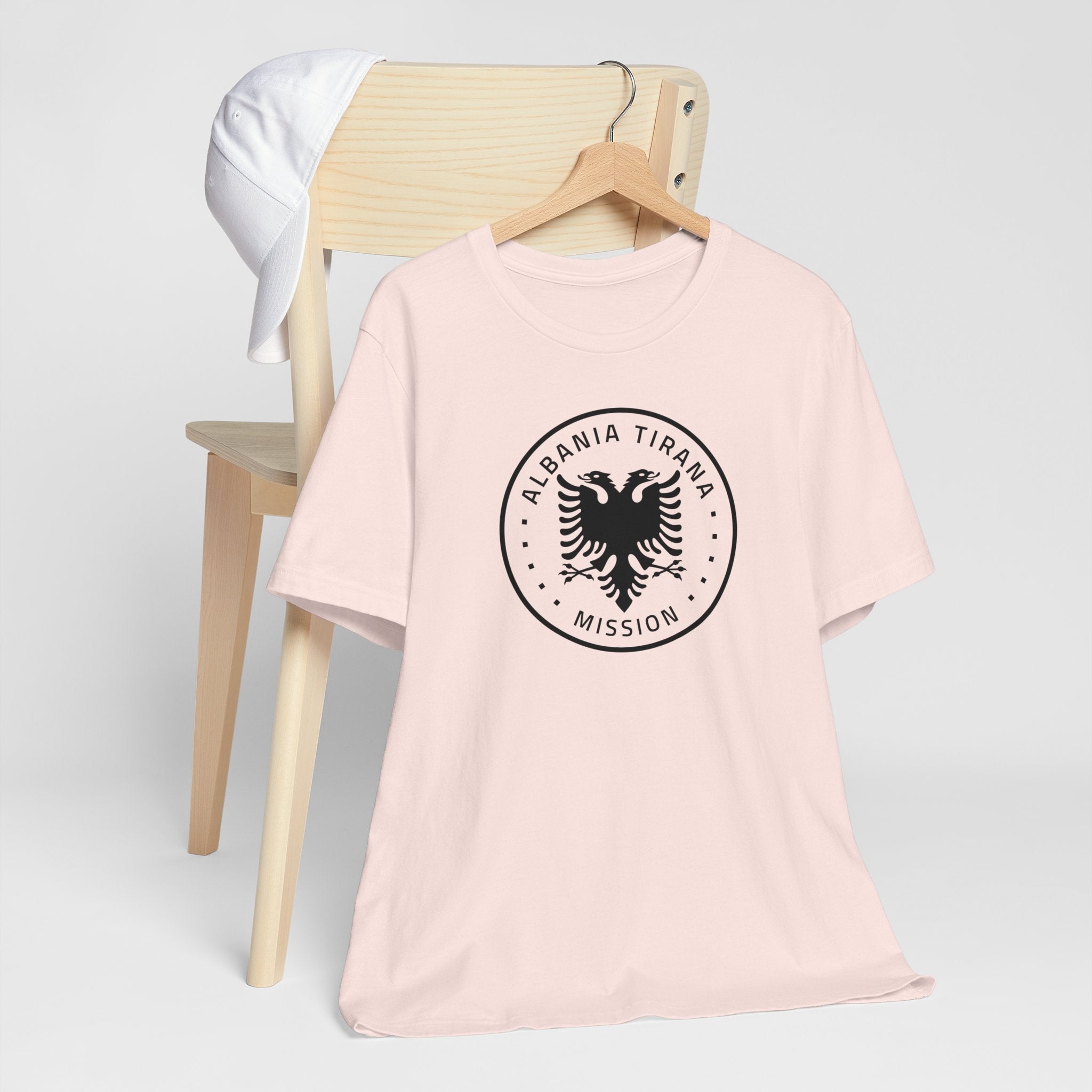 Albania Tirana Mission Circular Monochrome Logo T-Shirt - Latter-Day Saint LDS Missionary Gift - Book of Mormon