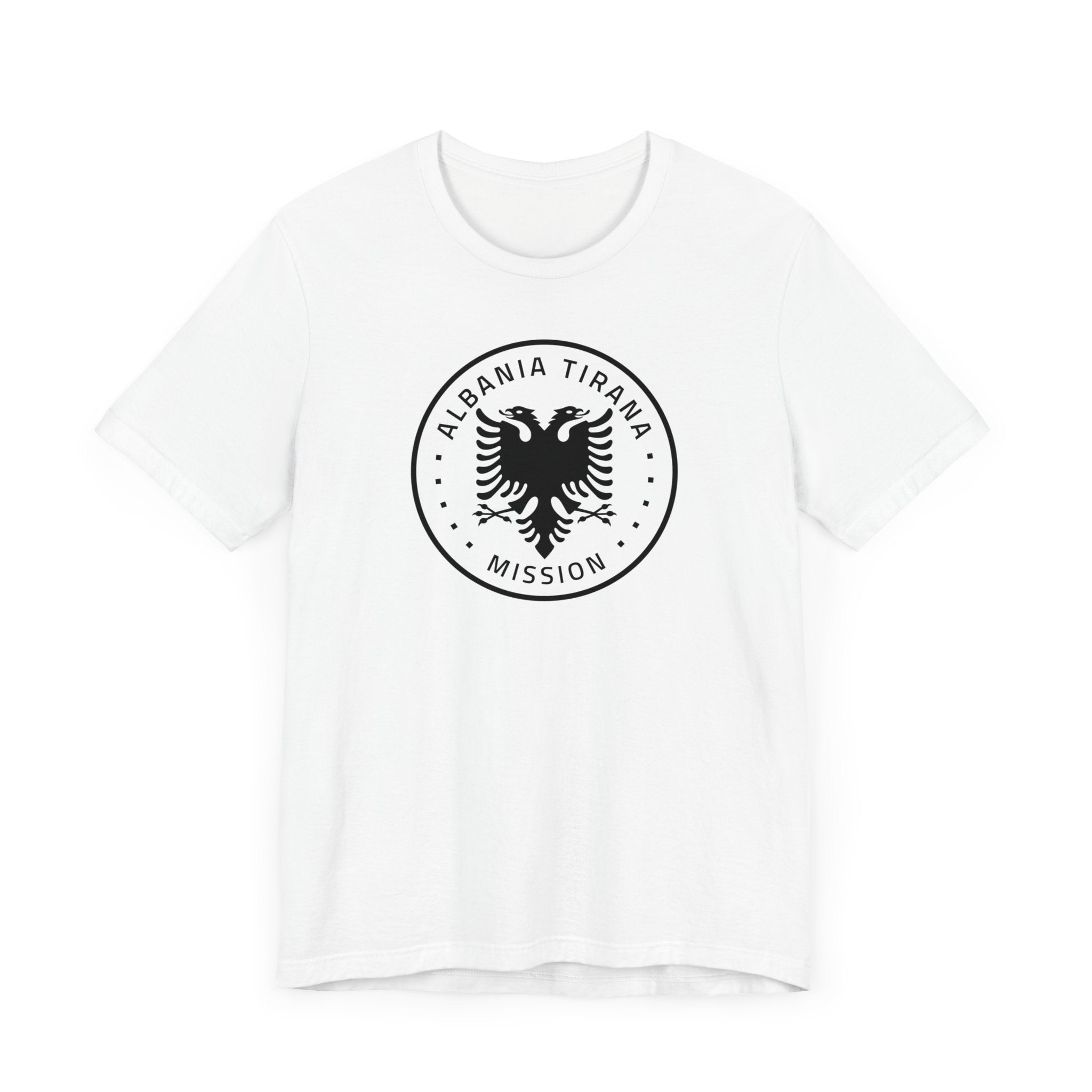 Albania Tirana Mission Circular Monochrome Logo T-Shirt - Latter-Day Saint LDS Missionary Gift - Book of Mormon