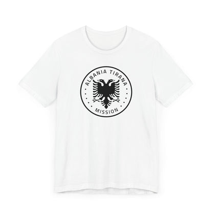 Albania Tirana Mission Circular Monochrome Logo T-Shirt - Latter-Day Saint LDS Missionary Gift - Book of Mormon