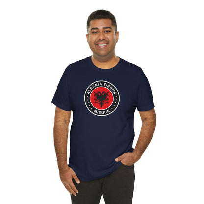 Albania Tirana Mission Flag Logo (Black Border) T-shirt - Latter-Day Saint LDS Missionary Gift - Book of Mormon