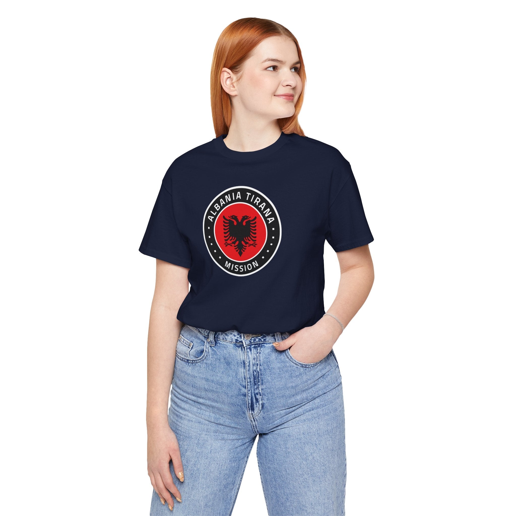 Albania Tirana Mission Flag Logo (Black Border) T-shirt - Latter-Day Saint LDS Missionary Gift - Book of Mormon