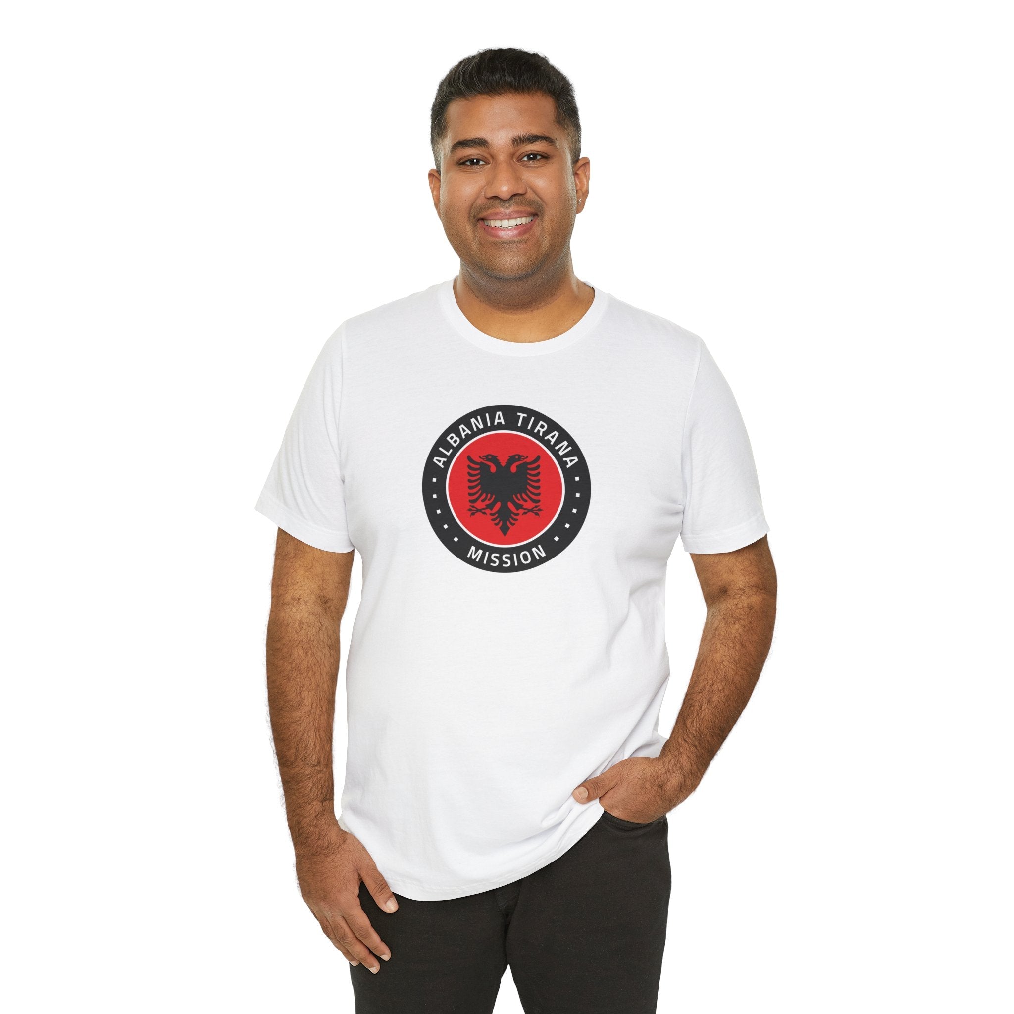 Albania Tirana Mission Flag Logo (Black Border) T-shirt - Latter-Day Saint LDS Missionary Gift - Book of Mormon