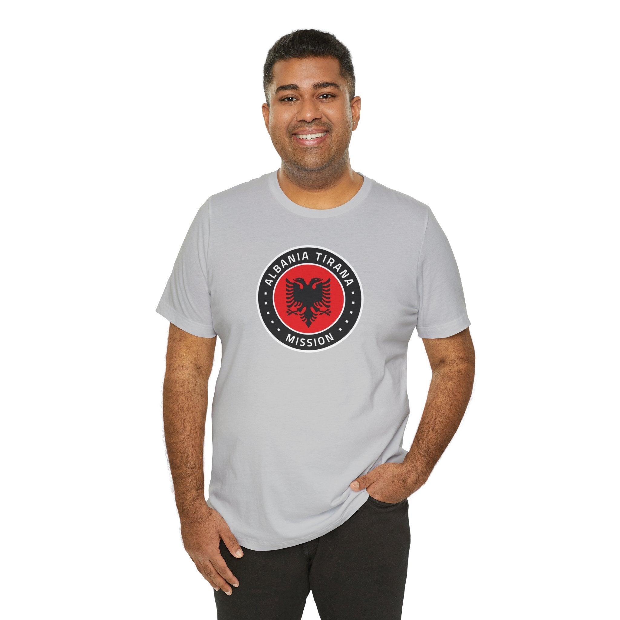 Albania Tirana Mission Flag Logo (Black Border) T-shirt - Latter-Day Saint LDS Missionary Gift - Book of Mormon