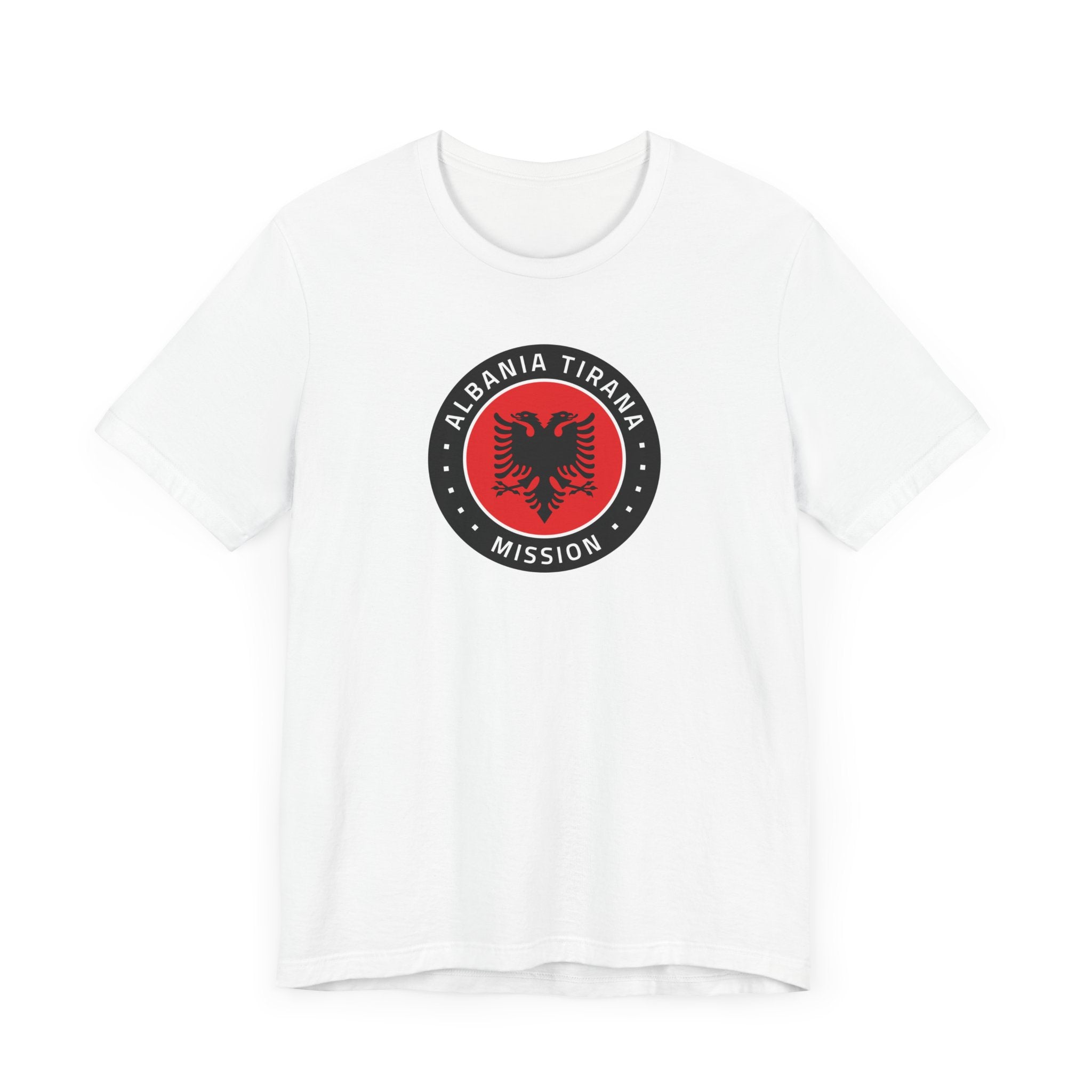 Albania Tirana Mission Flag Logo (Black Border) T-shirt - Latter-Day Saint LDS Missionary Gift - Book of Mormon