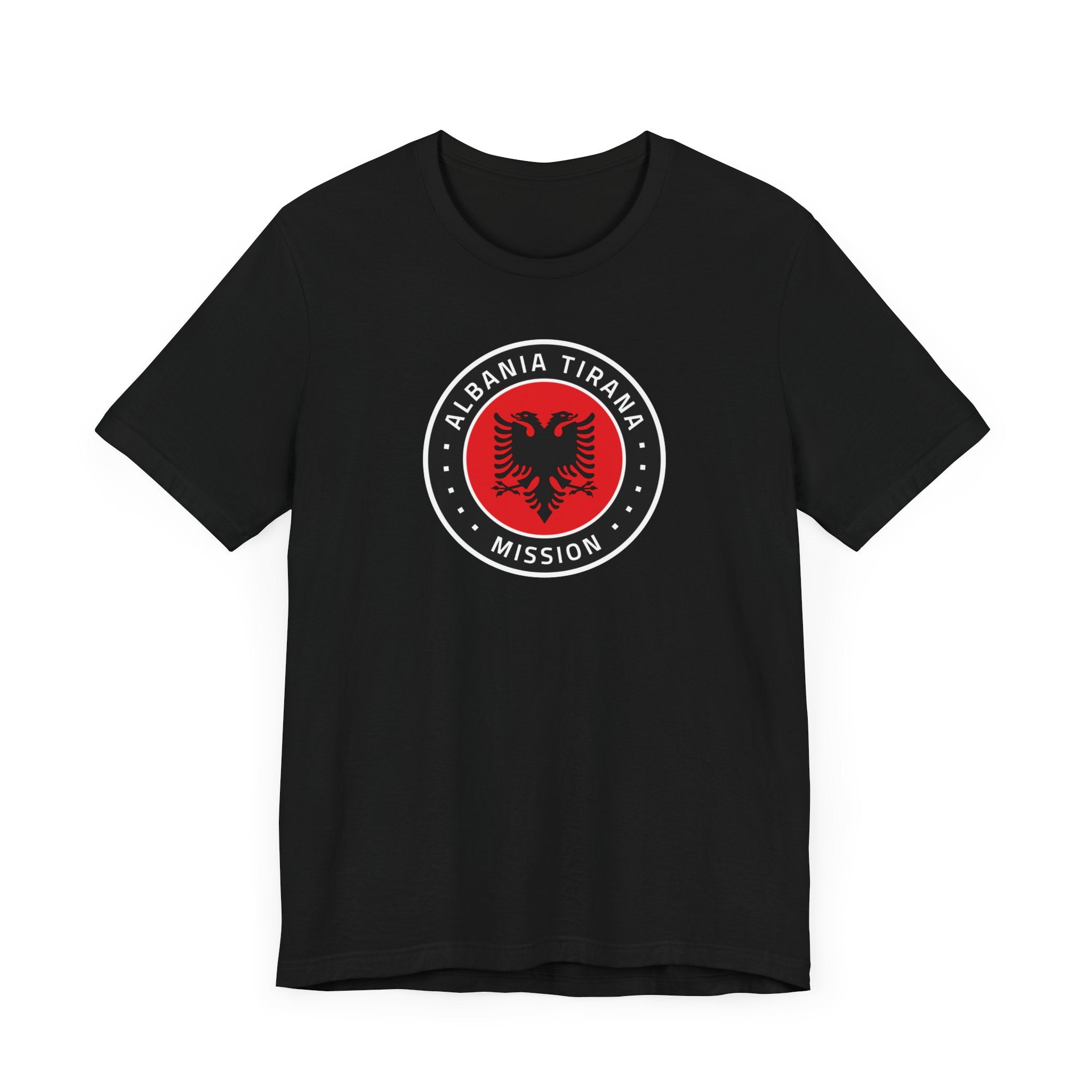 Albania Tirana Mission Flag Logo (Black Border) T-shirt - Latter-Day Saint LDS Missionary Gift - Book of Mormon