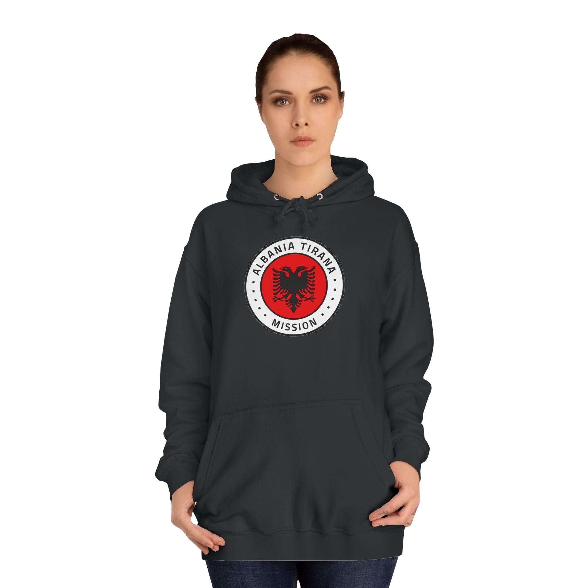 Albania Tirana Mission Flag Logo (White Border) College Hoodie - Latter-Day Saint LDS Missionary Gift - Book of Mormon