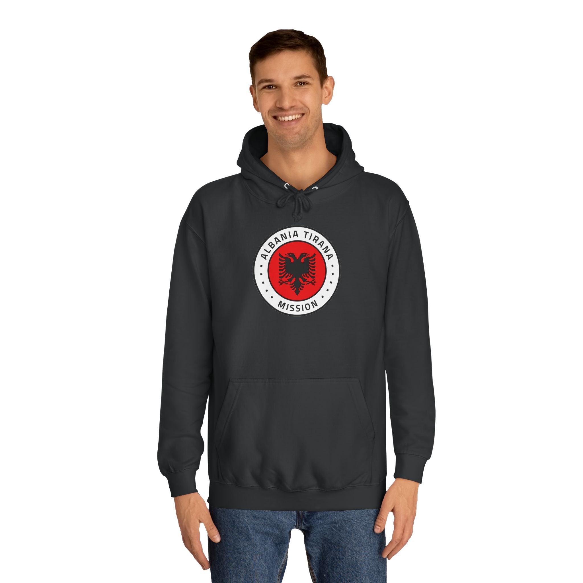 Albania Tirana Mission Flag Logo (White Border) College Hoodie - Latter-Day Saint LDS Missionary Gift - Book of Mormon