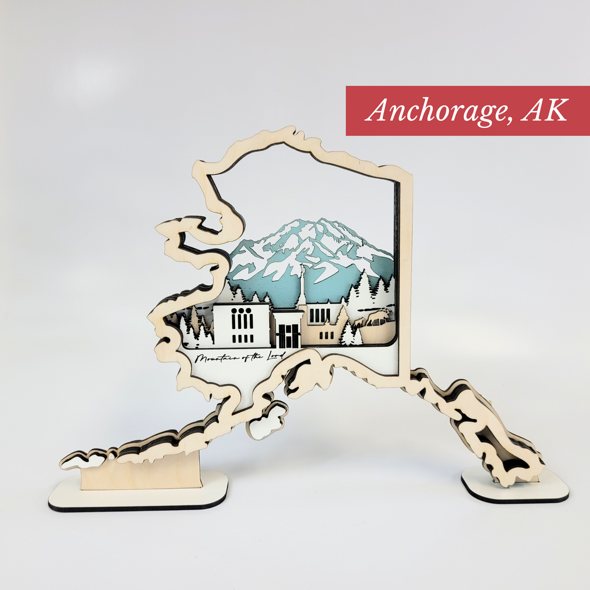 Original Anchorage Alaska Temple LDS Customized Temple State Sign, Laser cut and fully assembled