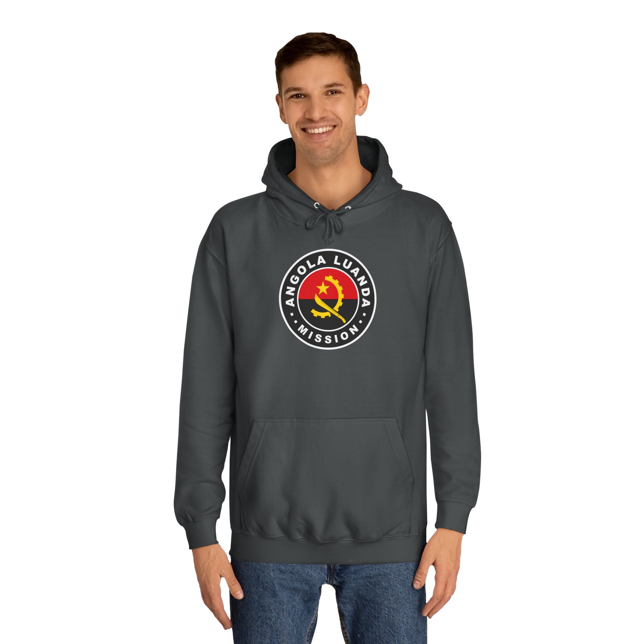 Angola Luanda Mission Flag Logo (Black Border) College Hoodie - Latter-Day Saint LDS Missionary Gift - Book of Mormon