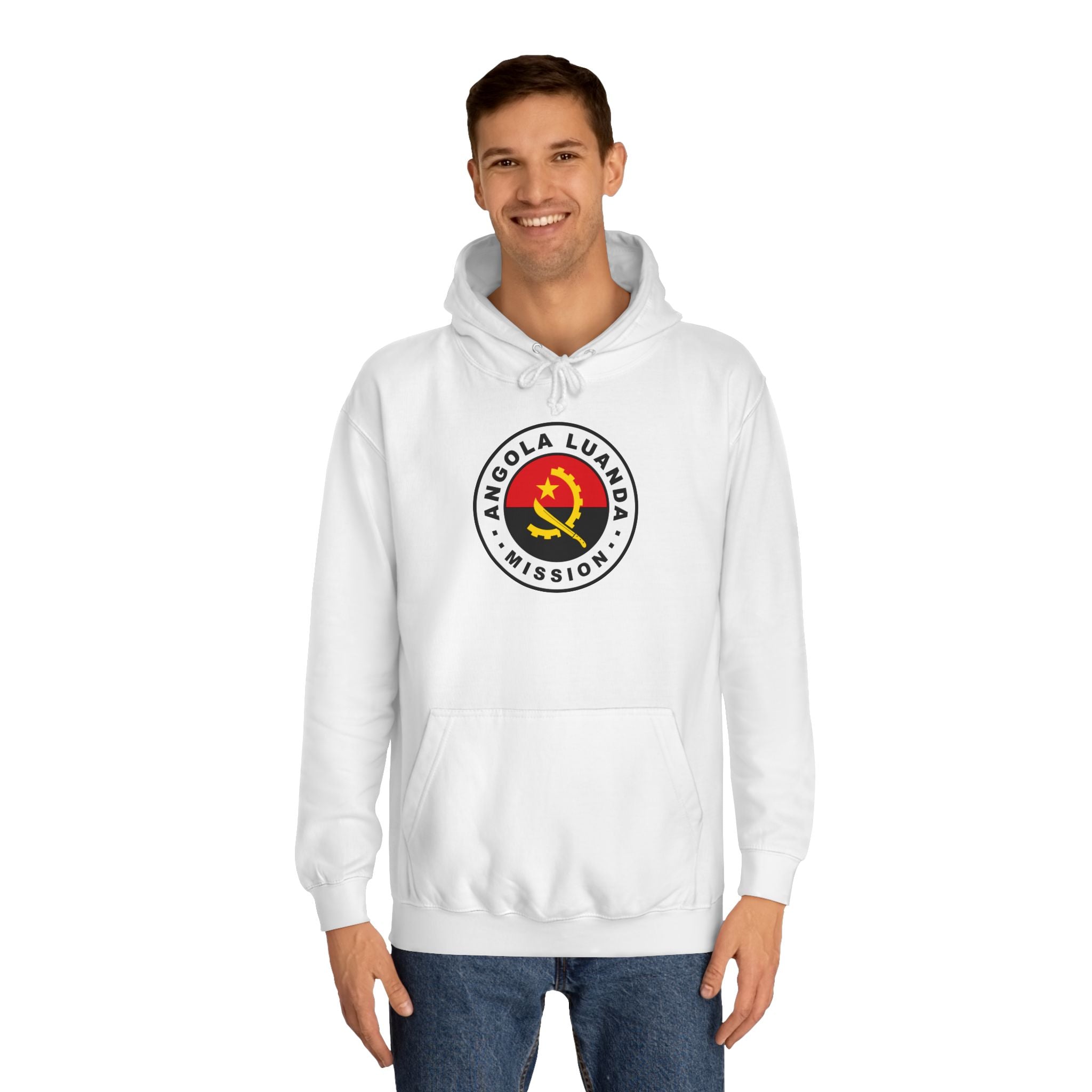 Angola Luanda Mission Flag Logo (White Border) College Hoodie - Latter-Day Saint LDS Missionary Gift - Book of Mormon