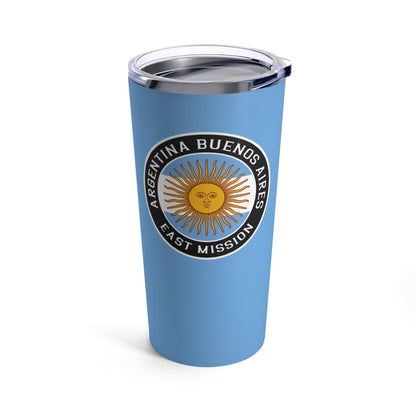 Argentina Buenos Aires East Mission Flag Logo Tumbler 20oz Light Blue - Latter-Day Saint LDS Missionary Gift - Book of Mormon